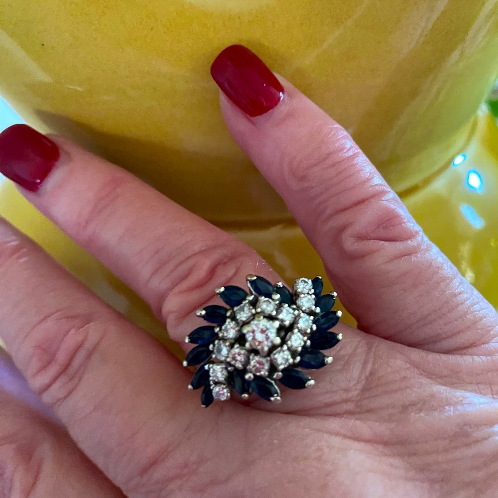Genuine 14k Diamonds & Sapphire Ring